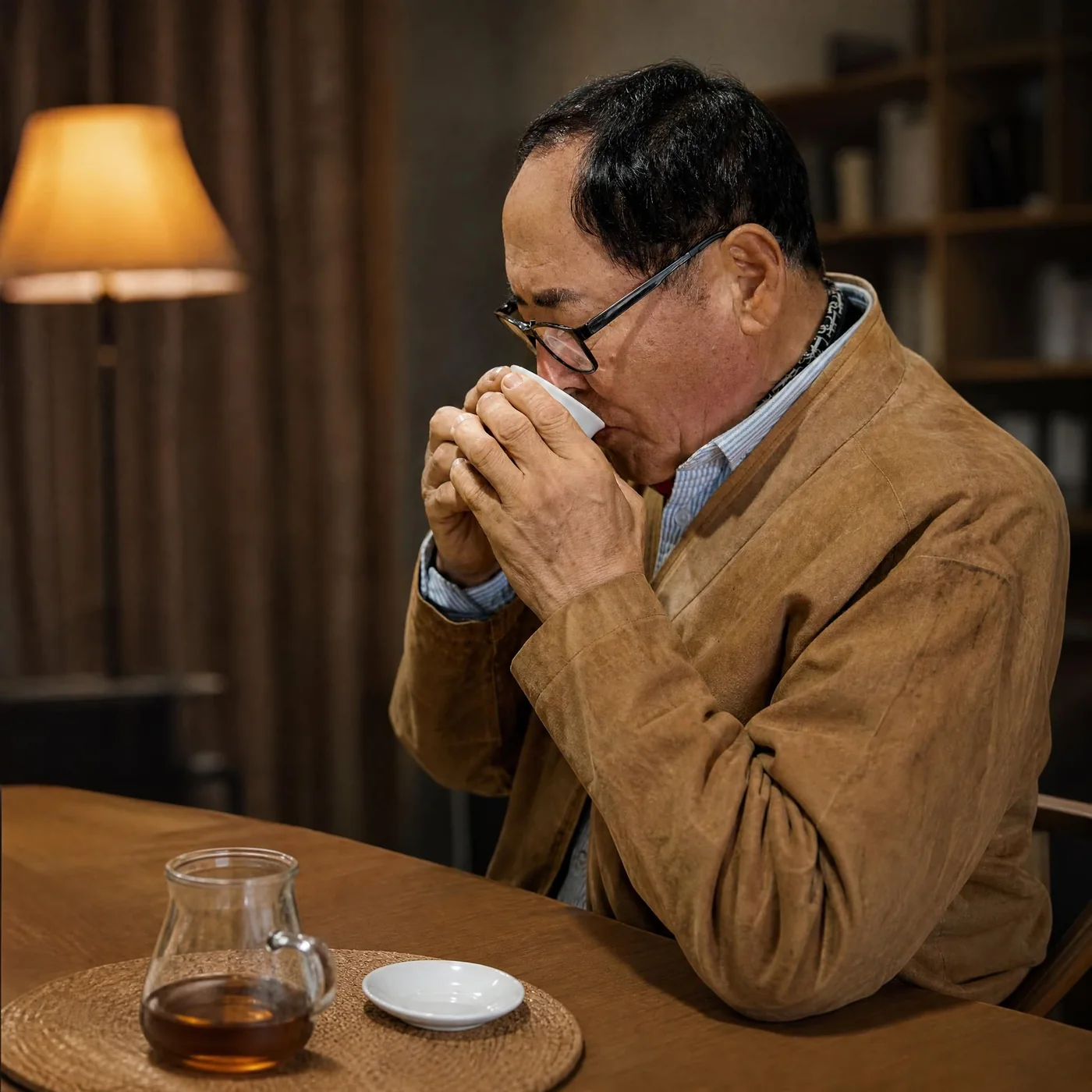 차의 향을 음미하는 모습